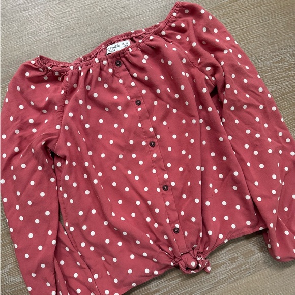 Abercrombie kids girls polka dot button long sleeve blouse shirt top 15 16 years - Picture 4 of 5